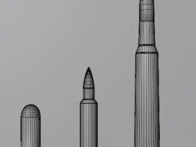 Low-poly Ammo three gold bullets Free low-poly 3D model