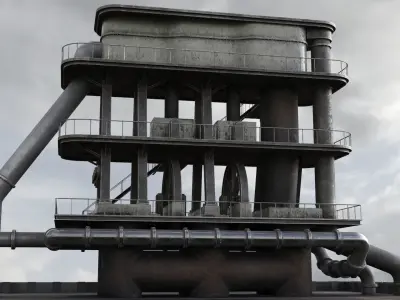 Industrial Pipes v6 Low-poly 3D model