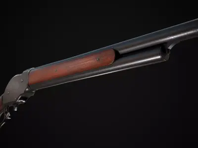 PBR Winchester Model 1887 - Low-poly 3D Model with 4K Textures Low-poly 3D model