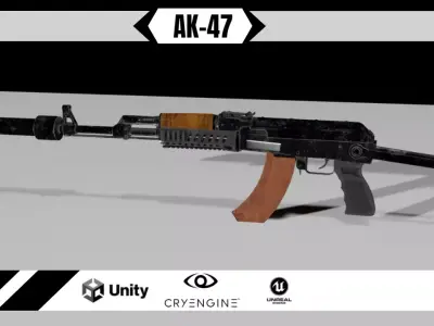AK-47 Low-poly 3D model rifle - rifle Low-poly 3D model
