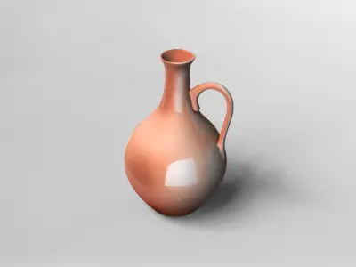 Elegant Terracotta Pitcher 3D Model 3D model
