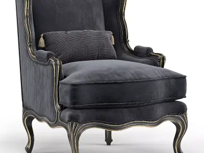 Louis XV Bergere Wing Armchair 3D model
