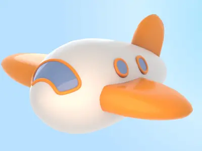 Cartoon low poly airplane Low-poly 3D model