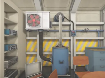 Nuclear Bomb Shelter Low-poly 3D model