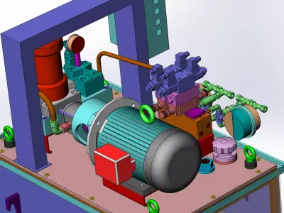 Detailed hydraulic station 3D model
