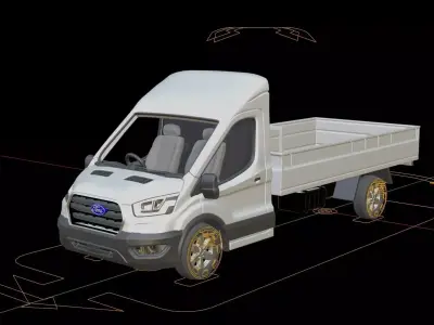Ford Transit Flatbed Truck 3D model