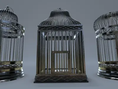 Bird cage Collection Low-poly 3D model