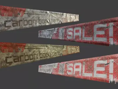 sci-fi worn banner with wind simulation texture layers included  Low-poly 3D model
