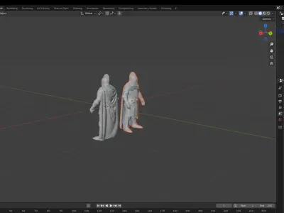 Medieval Knight in Full Armor with Red Cape  Front and Back View Low-poly 3D model