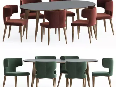 Dining Set table and chairs 3D model