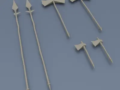Low poly weapon pack contains stylized models for casual games Low-poly 3D model