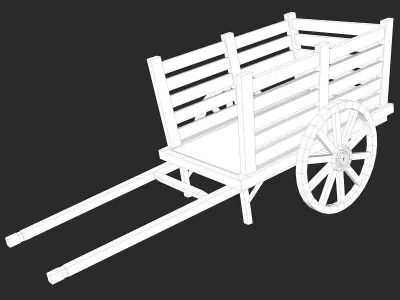Old-School Wooden Cart Low-poly 3D model