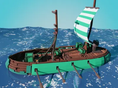 Stylized Ship-4 Low-poly 3D model
