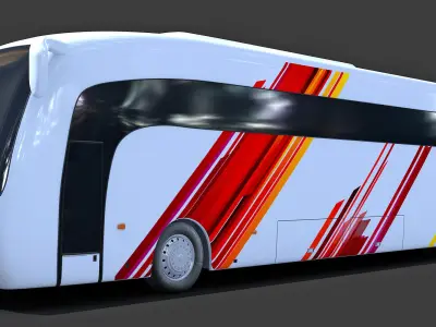 White Red Bus 2 3D model