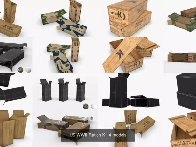 US WWII Ration K 3D Model Pack