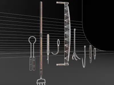 Bloody Torture Tools  Low-poly 3D model