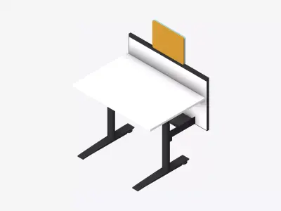 Desk - Single - Officetec - Modela - Linear - Adjustable Height Low-poly 3D model