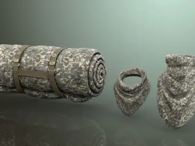 Military RollMat and Bandanas Free 3D model