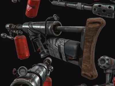 flame gun Low-poly 3D model purchase