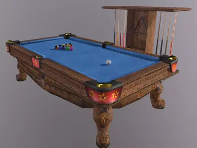 Billiards pool table Low-poly 3D model