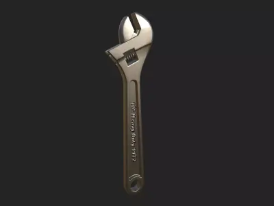 industrial mechanical heavy-duty spanner-wrench Low-poly 3D model