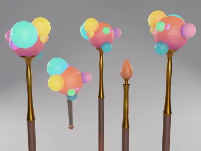 Ico Staff Low-poly 3D model