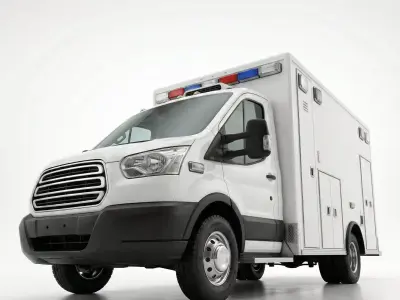 Modern Emergency Ambulance Low-poly 3D model