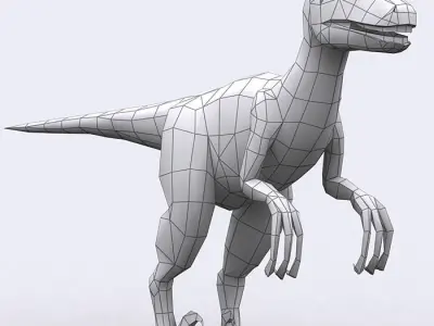 3DRT - Dinosaurs - Velociraptor Low-poly 3D model