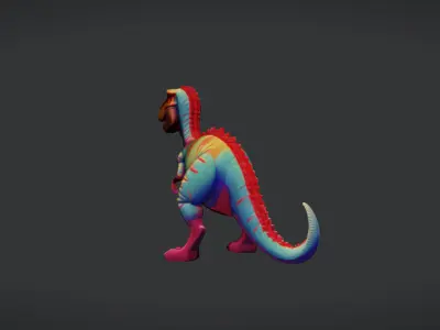 Colorful cartoon dinosaur 3D Game Ready Model 3D model