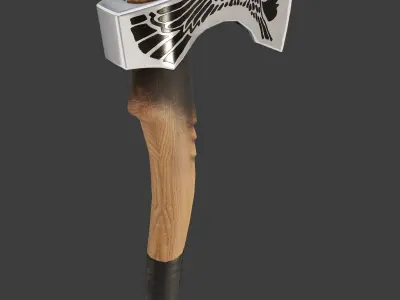Ax with engraving Low-poly 3D model