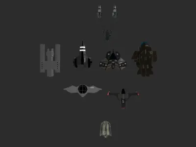Spaceship Pack Low-poly 3D model