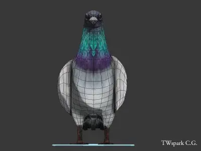 Pigeon Rigged Low-poly 3D model