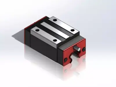 Flat Linear Bearing and Rail 20mm 3D model