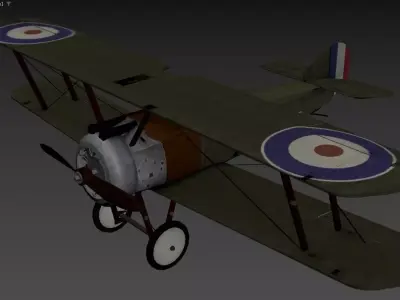 3D model of a biplane Low-poly 3D model