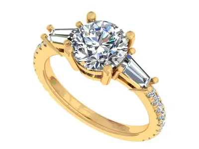 2carat Round And Bauggate Stone Engagement Ring 3D print model