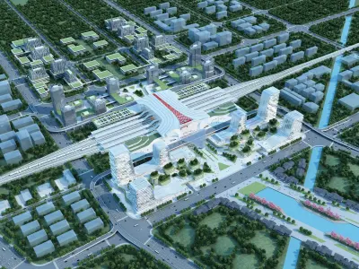 railway station 3D model 4