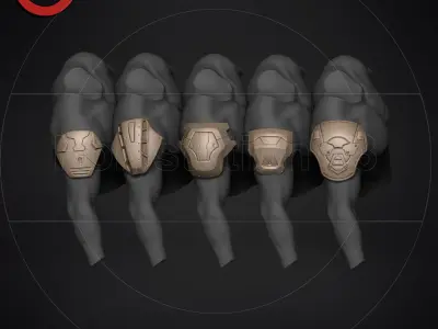 Sci fi shoulder armour kitbash v1 pack of 5 3D model