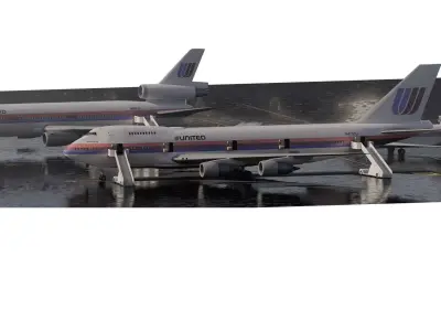 United airlines 70s 747-100 727-200 DC-10 3D model