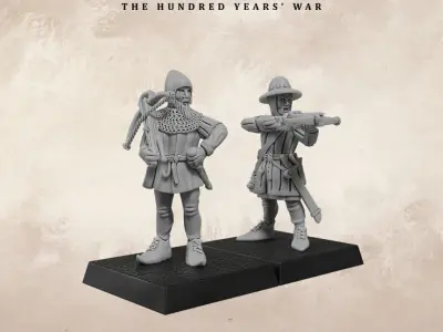  Medieval crossbowmen mid 14th century 3D print model