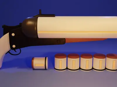 Sci-fi Double Barreled Shotgun Free 3D model