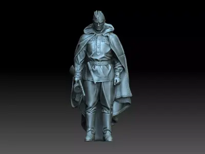 Soldier statue of man holding gun 3D print model