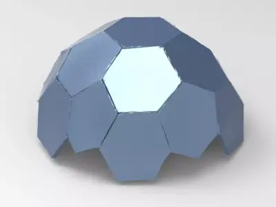 Dodecahedron Sci fi Orb Half Low-poly 3D model