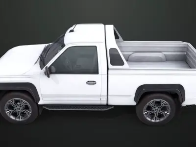 Generic Pickup Truck 01 Black and White Rigged All PBR Textures Low-poly 3D model