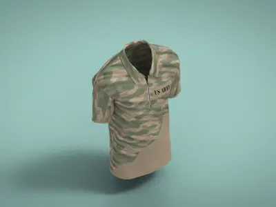 Military Outfit - T-shirt Low-poly 3D model 35