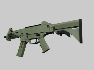 Assault rifle Low-poly 3D model 9