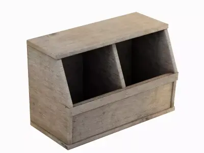 Wooden Storage Bin 02 Low-poly 3D model