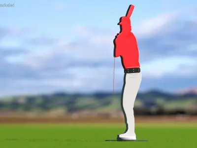 Baseball Pitching Dummy Red 3D model