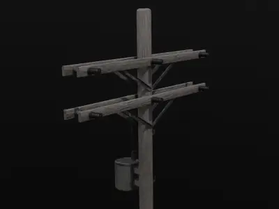 Power and Telephone Pole 3D model