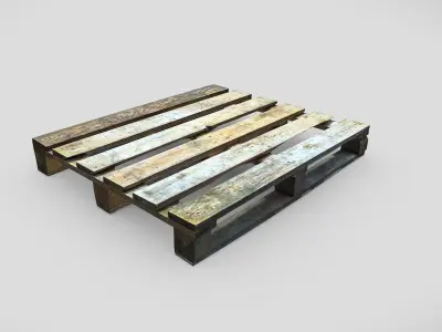 3D Scanned Wooden Pallet - Real-time Ready for Games Low-poly 3D model