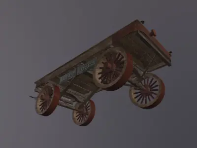 Wooden cart 3D Model Low-poly 3D model
